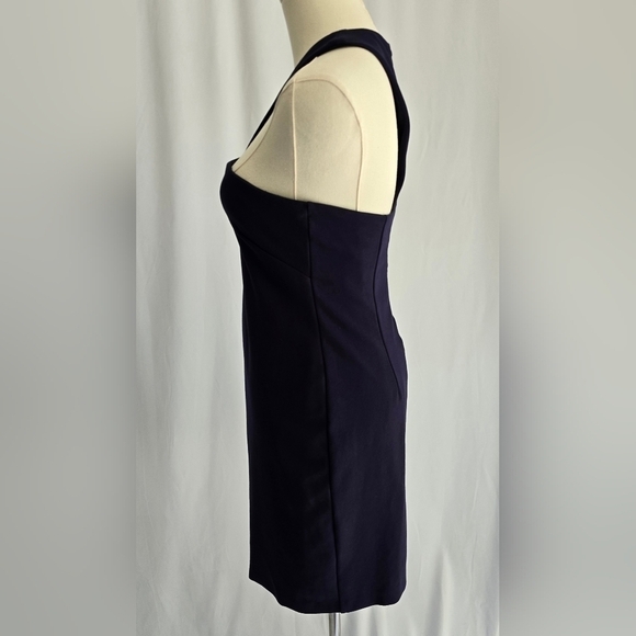 Halston Heritage Asymmetrical Neckline Purple Mini Sheath Dress Sz. S - Picture 3 of 10